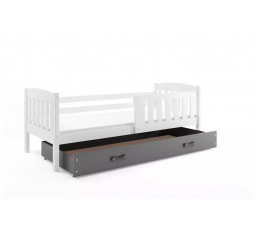 Dětská postel KUBUS 80x160 cm se šuplíkem, s matrací, Bílá/Grafit