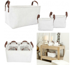 Sada 3 košů Manšestr bílé