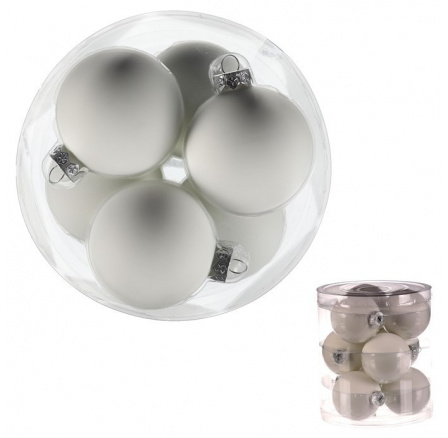 Kulaté skleněné ozdoby - pr. 7 cm, bílé, cena za balení (9 ks)