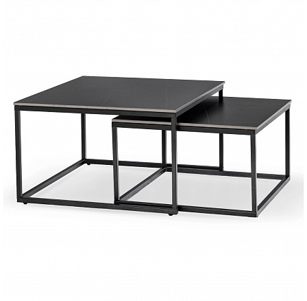 Sada keramických stolků TENOR Černý mramor/Černý