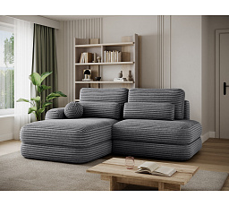 Ripeli Corner Sofa Bed with Storage, Grey Velvet, Left-Hand Facing Modullo 04 180x128 Left 1