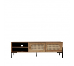 RTV skříňka HAGA s ratanem a kovovými nohami 140x40x44 cm ALL 849713