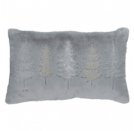 Polštář s výplní - umělá kožešina, vánoční, šedý, 100% polyester, 50 x 30 cm Polštář s výplní - umělá kožešina, vánoční, šedý, 100% polyester, 50 x 30 cm