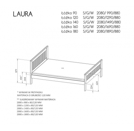 Postel "LAURA" - Barva korpusu: borovice na antracitu