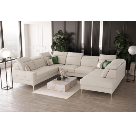 Rohová sedací souprava MALIBU MAX I 260x350x220 cm přírodní kůže - Kůže ecru, Levá strana