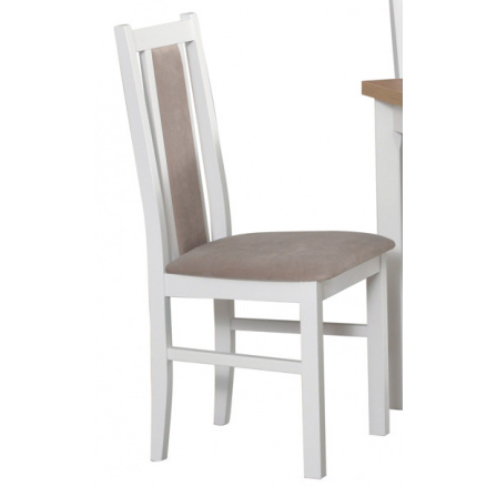 Jídelní židle BOSANOVA 14, (BOSS 14) bílá/ látka béžová 25X (DM)- kolekce "DRE" (K150-Z)