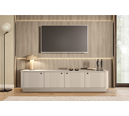 VESPER RTV 187 4D - kašmírová MDF / kašmír / černé úchyty / sokl