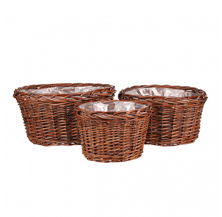 Obal na květiny - proutí, kulatý, cena za sadu 3 ks Obal na květiny - proutí, kulatý, cena za sadu 3 ks