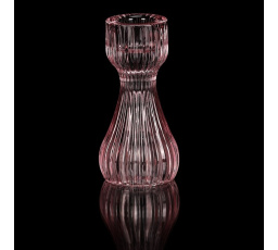 Svícen skleněný - 10,5 cm, na kónickou svíčku, růžový