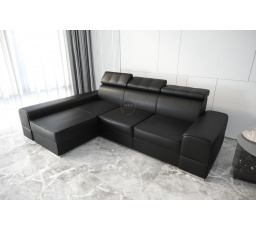 Rohová sedací souprava ROYAL 295×185 - černá eko kůže , levá