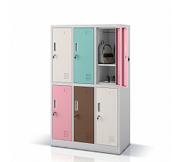 Skříň IGORTEK MULTICOLOR 2: zadní strana ŠEDÁ RAL 7035 + RAL 3015/ RAL 6027/ RAL 8025/ RAL 9010 H1500*Š900*H450