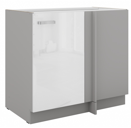 Dolní rohová skřínka BIANCA - 105 ND 1F BB, Šedá / Bílý lesk