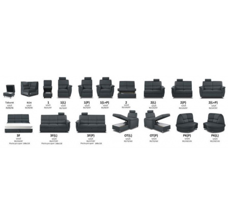 DUO EVER - rohová sedací souprava 3F(L)-1-R-1(P)
