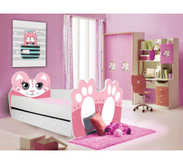 Postel s matrací a šuplíkem BEAR PINK 140x70 Růžová