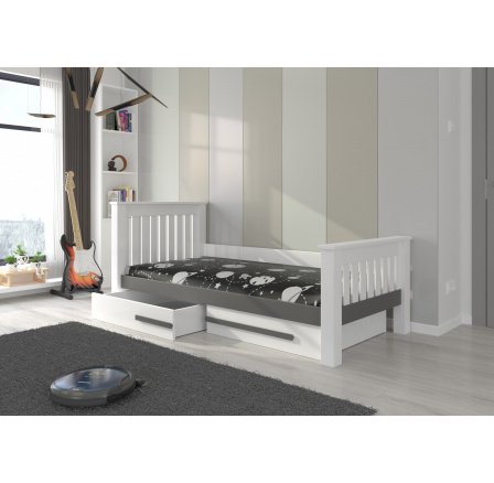 Postel s matrací CARMEL 180x80 Bílá+Grafit