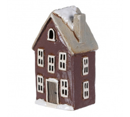 Domeček keramický - na čajovou svíčku, tmavě fialový