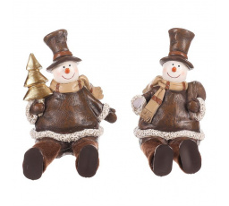 Sněhulák sedící - polyresin, visící nohy, mix 2, cena za 1 ks