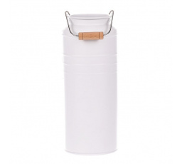 Váza kovová, bílá barva.