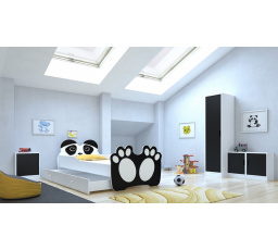 Dětská postel BEAR s matrací a šuplíkem, 140x70 cm, Bílá/Černá