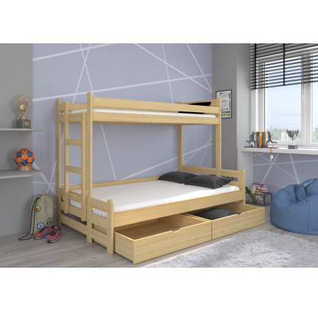 Třílůžková patrová postel BENITO 200x80 Borovice Přírodní