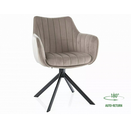 Jídelní otočná židle AZALIA VELVET, Tmavě Béžový Bluvel 40/Černá