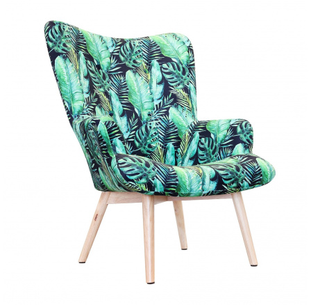 Křeslo MOSS velur s motivem listů 70x95cm 977835