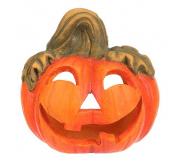 Dýně keramická - s obličejem, na svíčku, barva oranžová