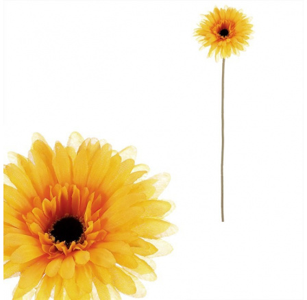 Gerbera - umělý květ na stonku, barva žlutá