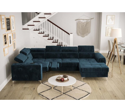 Rohová sedací souprava ORION MAX III , relax s funkcí spaní 165x320x190 cm - modrá, pravá