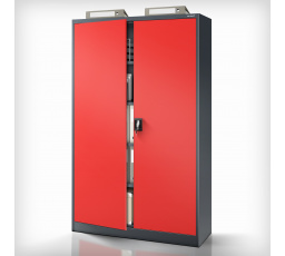 Kovová kancelářská skříň na dokumenty antracitovo-červená JAN II, 1150 x 1850 x 400 mm