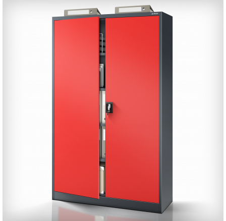 Kovová kancelářská skříň na dokumenty antracitovo-červená JAN II, 1150 x 1850 x 400 mm Kovová kancelářská skříň na dokumenty antracitovo-červená JAN II, 1150 x 1850 x 400 mm