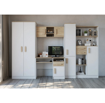 Dětský pokoj MACIUS rovné šuplíky, Bílá Mat/Dub Sonoma/Dub Sonoma