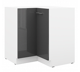 Dolní rohová skříňka SOLA - 89x89 DN 1F BB, Bílá/Šedý Lesk