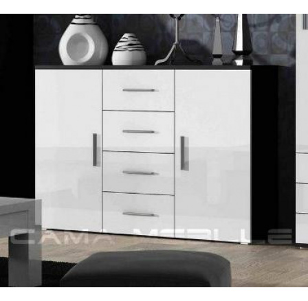 Komoda UNI, matná černá/lesklá bílá Komoda UNI, matná černá/lesklá bílá