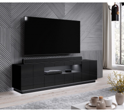 Tv komoda REJA, černá lesklá/černá lesklá