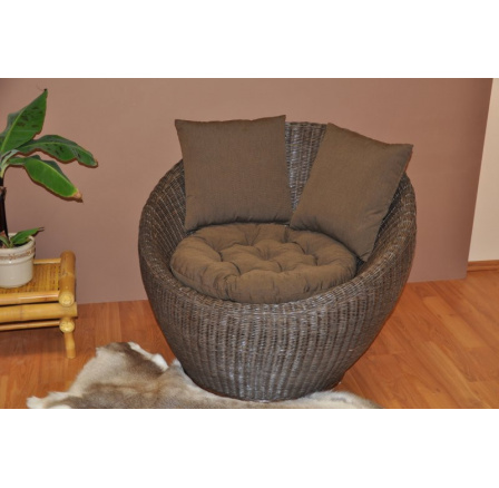 Ratanové křeslo Gentong hnědé s polstrem Ratanové křeslo Gentong hnědé s polstrem