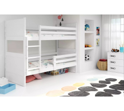 Dětská patrová postel RICO 80x160 cm, včetně matrací, Bílá/Bílá