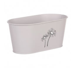 Obal kovový - truhlík s kopretinami, barva šedá