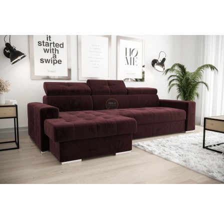 Rohová sedací souprava s funkcí spaní MARGO 160x250 - levá, Odtíny bordové Rohová sedací souprava s funkcí spaní MARGO 160x250 - levá, Odtíny bordové