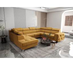 Rohová sedací souprava ORION MAX I s funkcí spaní 225X350X255 cm - žlutá , pravá