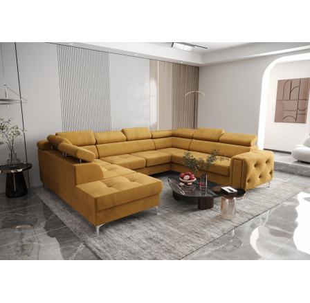 Rohová sedací souprava ORION MAX I s funkcí spaní 225X350X255 cm - žlutá , pravá Rohová sedací souprava ORION MAX I s funkcí spaní 225X350X255 cm - žlutá , pravá