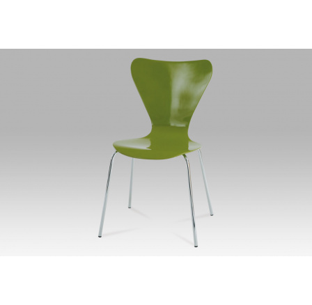 Jídelní židle chrom / překližka zelená (lesk)