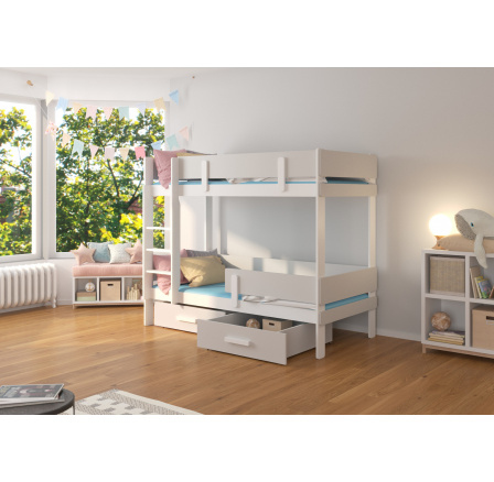Dvoulůžková patrová postel ETIONA 180x80 Bílá+Šedá