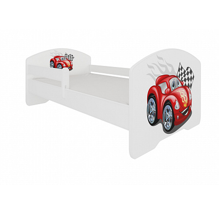 Postel s matrací a zábranou PEPE CAR ZIGZAG 140x70 Bílá Postel s matrací a zábranou PEPE CAR ZIGZAG 140x70 Bílá