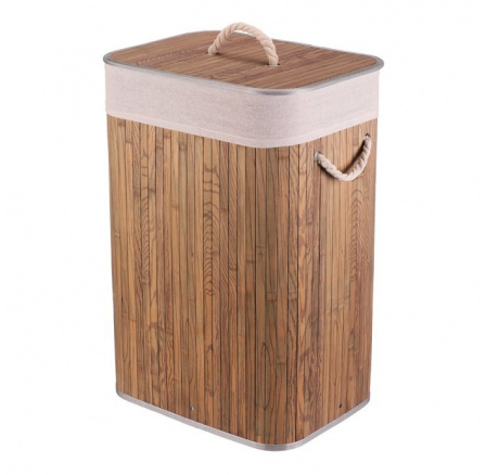 Koš prádelní - bambusový, s víkem, tmavě šedý
