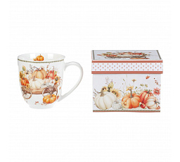 Hrnek porcelánový - 440 ml, dárkové balení, vůz plný dýní
