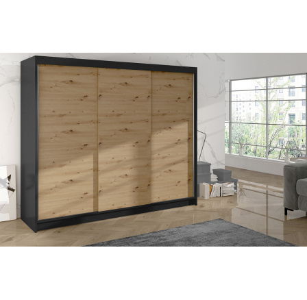 Skříň Debora II 200 - černá/dub artisan Skříň Debora II 200 - černá/dub artisan