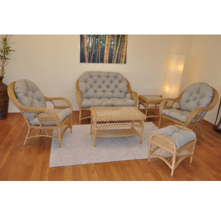 Ratanová sedací souprava Florida medová - polstry tmavě béžový melír Ratanová sedací souprava Florida medová - polstry tmavě béžový melír