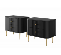 Sada nočních stolků Vesper 56 cm - černá / zlaté nohy