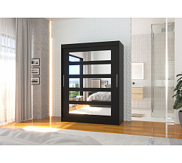 Posuvná skříň se zrcadlem MURANI 150 Černá+Černá